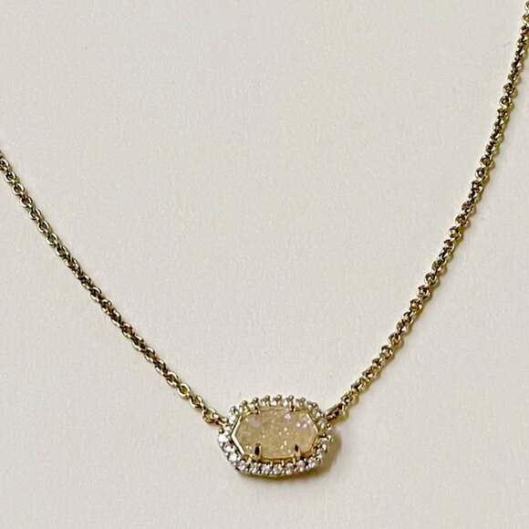 Kendra Scott Chelsea Gold Pendant Chain Iridescent Stone Necklace - Picture 1 of 8